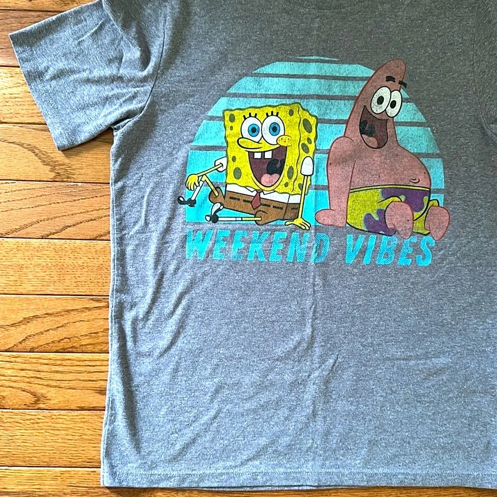 ⭐️GAP KIDS SpongeBob SquarePants Kids T-Shirt size large gray VGUC